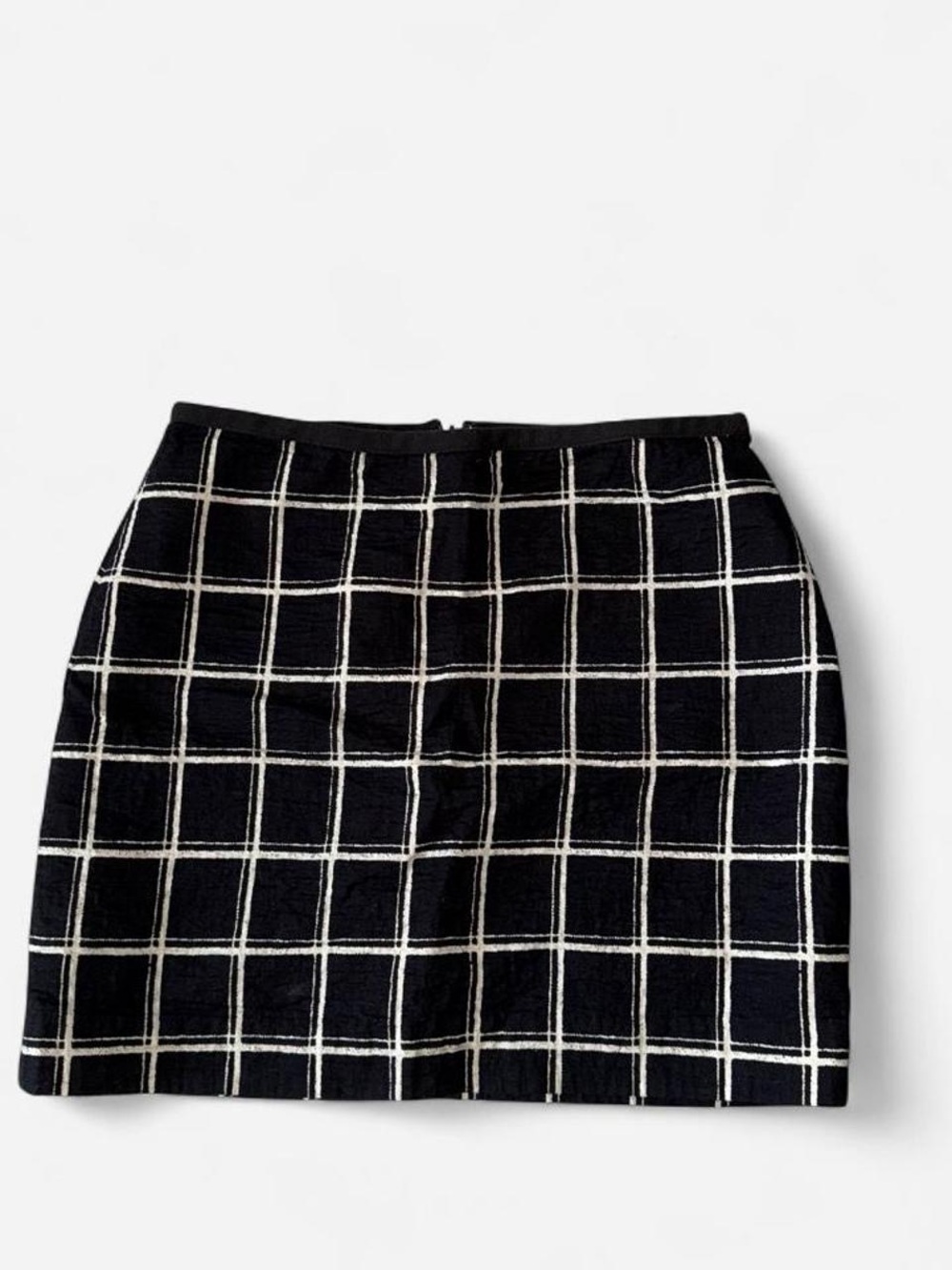 Madewell Black Mini Skirt with White Windowpane Grid